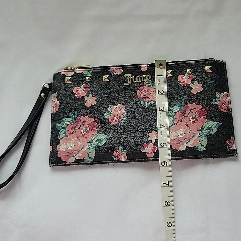 Juicy Couture Black and Pink Floral Clutch